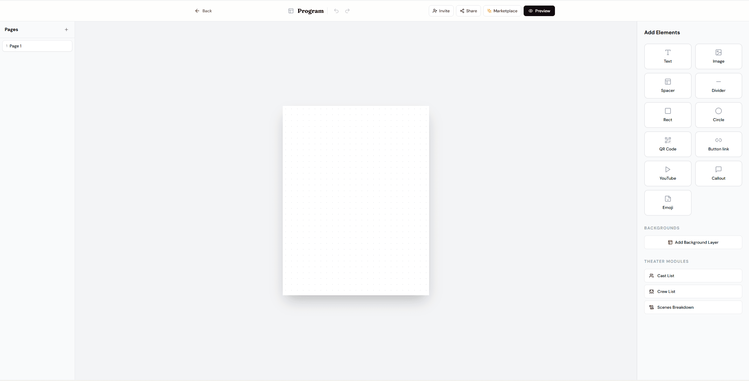 Playbill Editor Interface